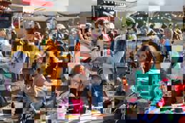 Two families enjoying a day out at a family friendly halloween fright festival